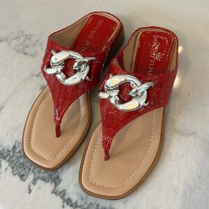 Donald Pliner red leather sandals 5.5-worn only 3 times!